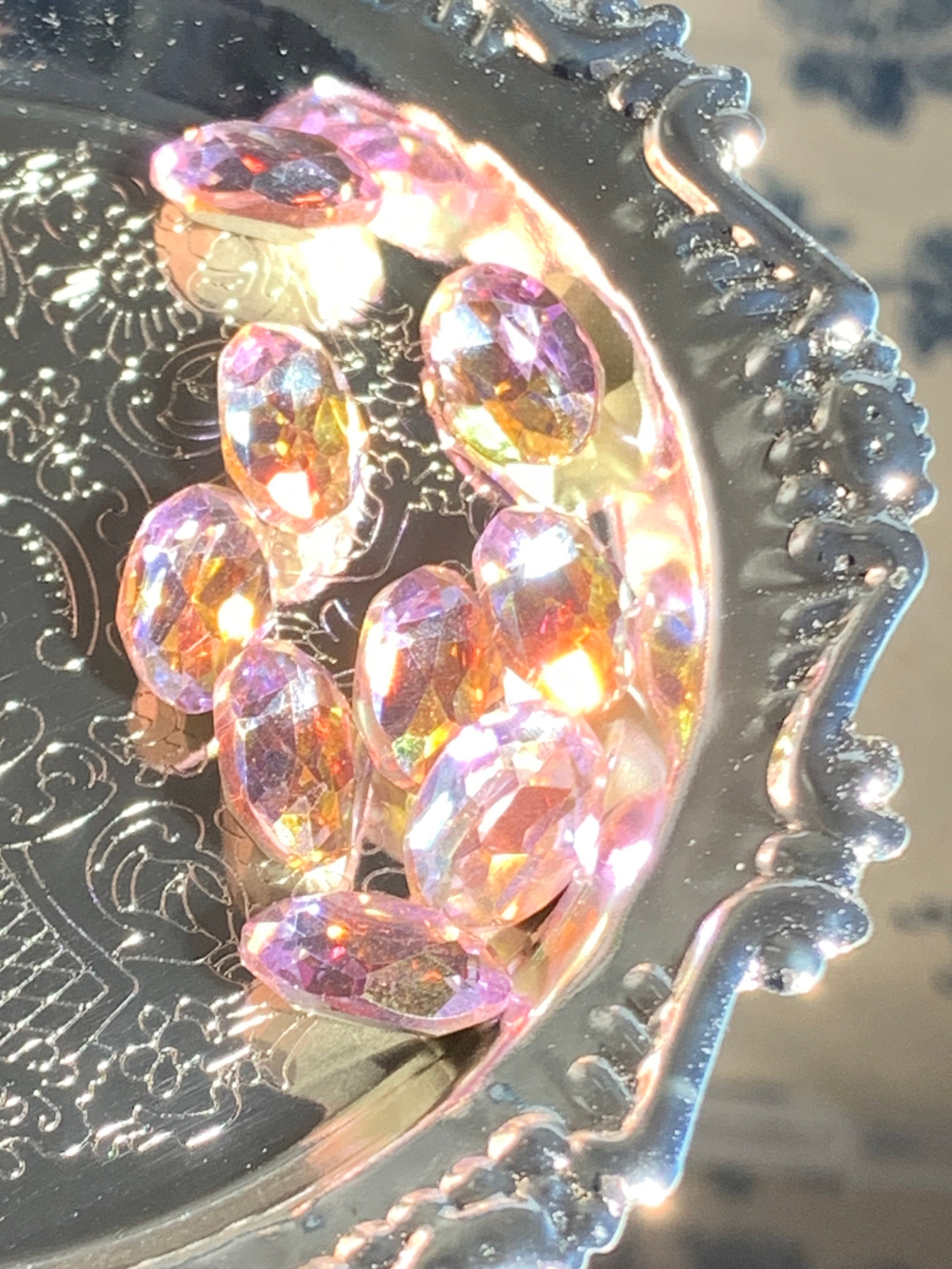10PCS Cognac Pink 8*12mm Rhinestones for Nails Super Sparkly Diamond Cut Shapes Nail Art Decorations