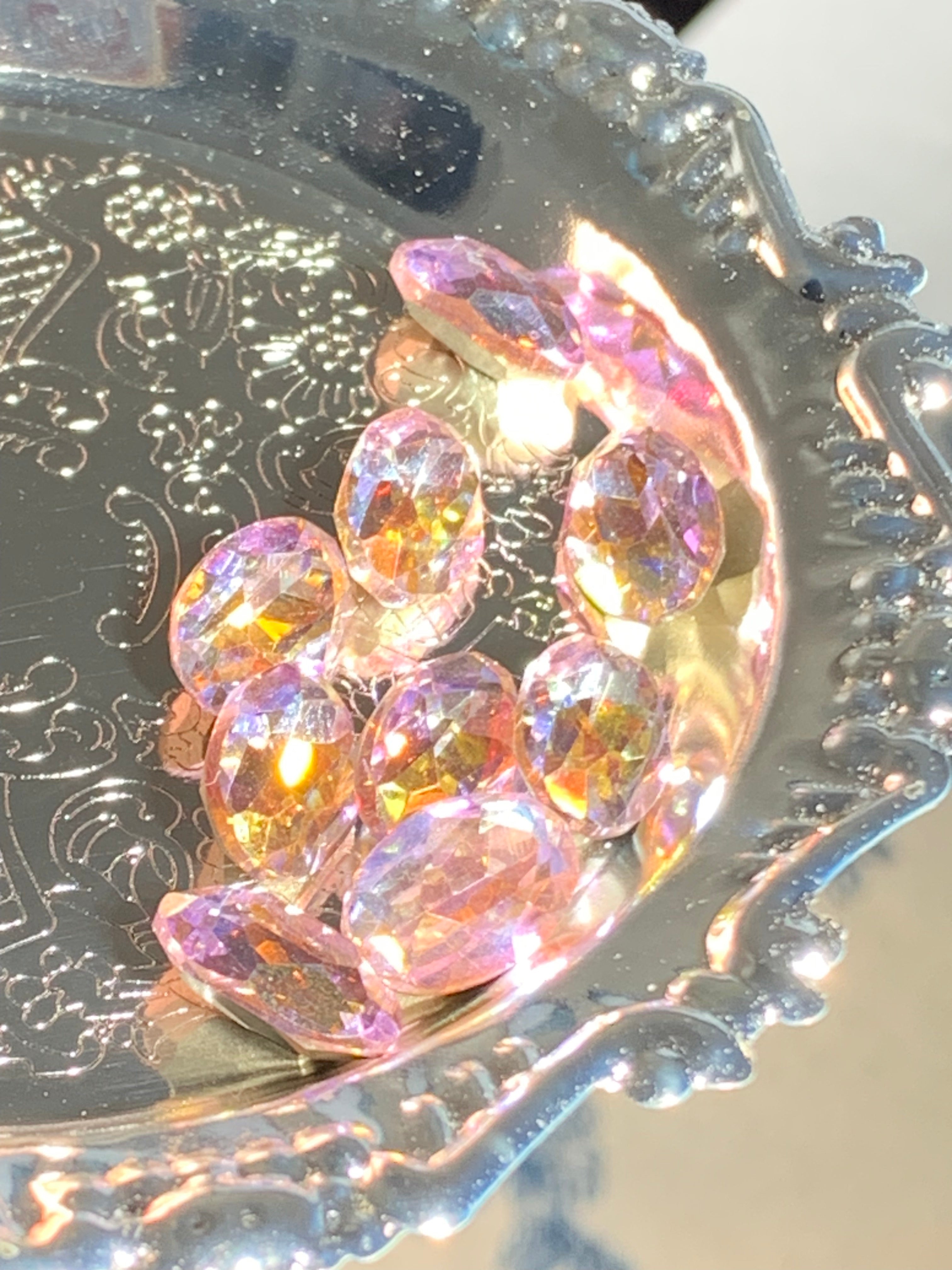 10PCS Cognac Pink 8*12mm Rhinestones for Nails Super Sparkly Diamond Cut Shapes Nail Art Decorations