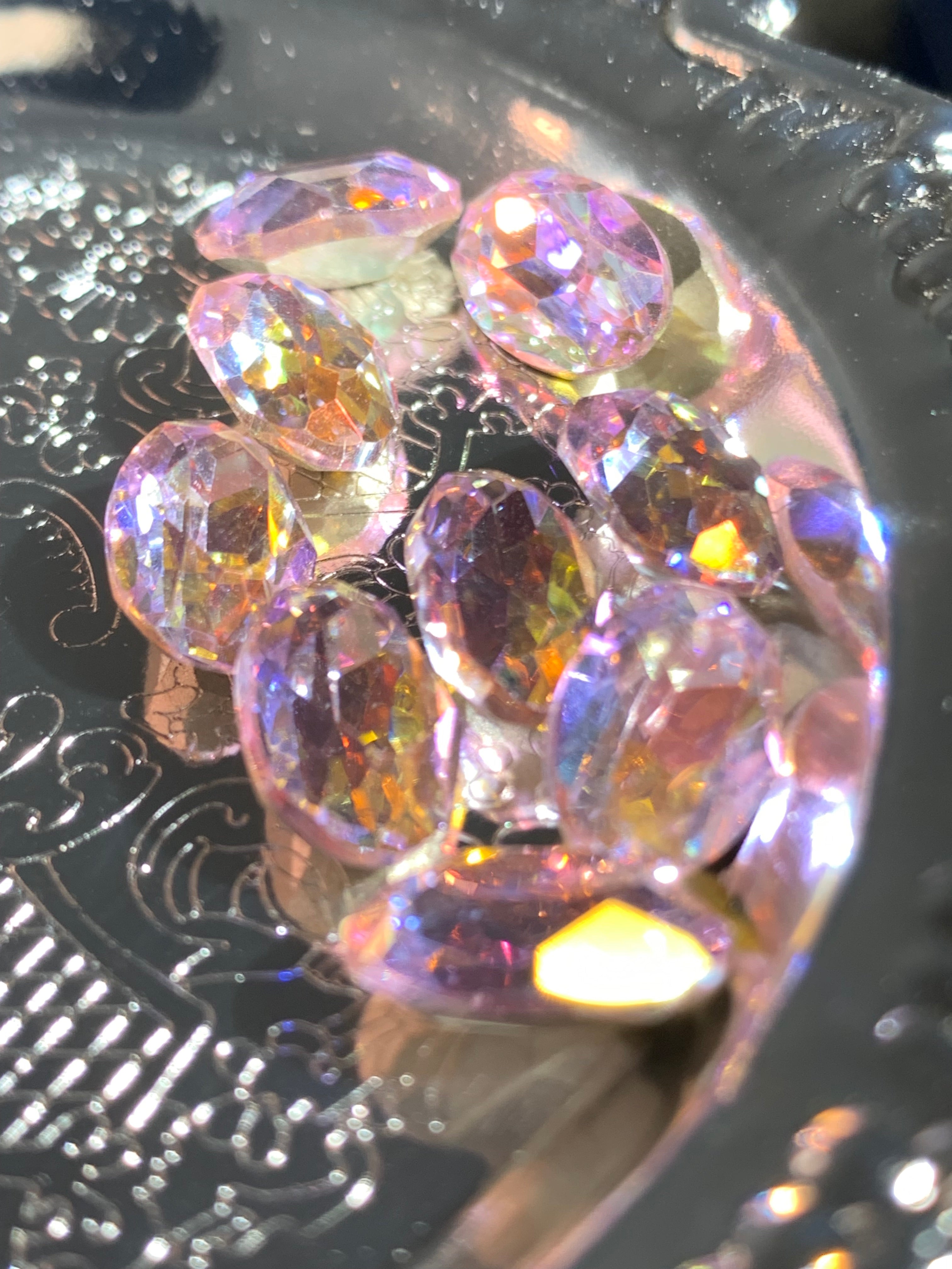 10PCS Cognac Pink 8*12mm Rhinestones for Nails Super Sparkly Diamond Cut Shapes Nail Art Decorations