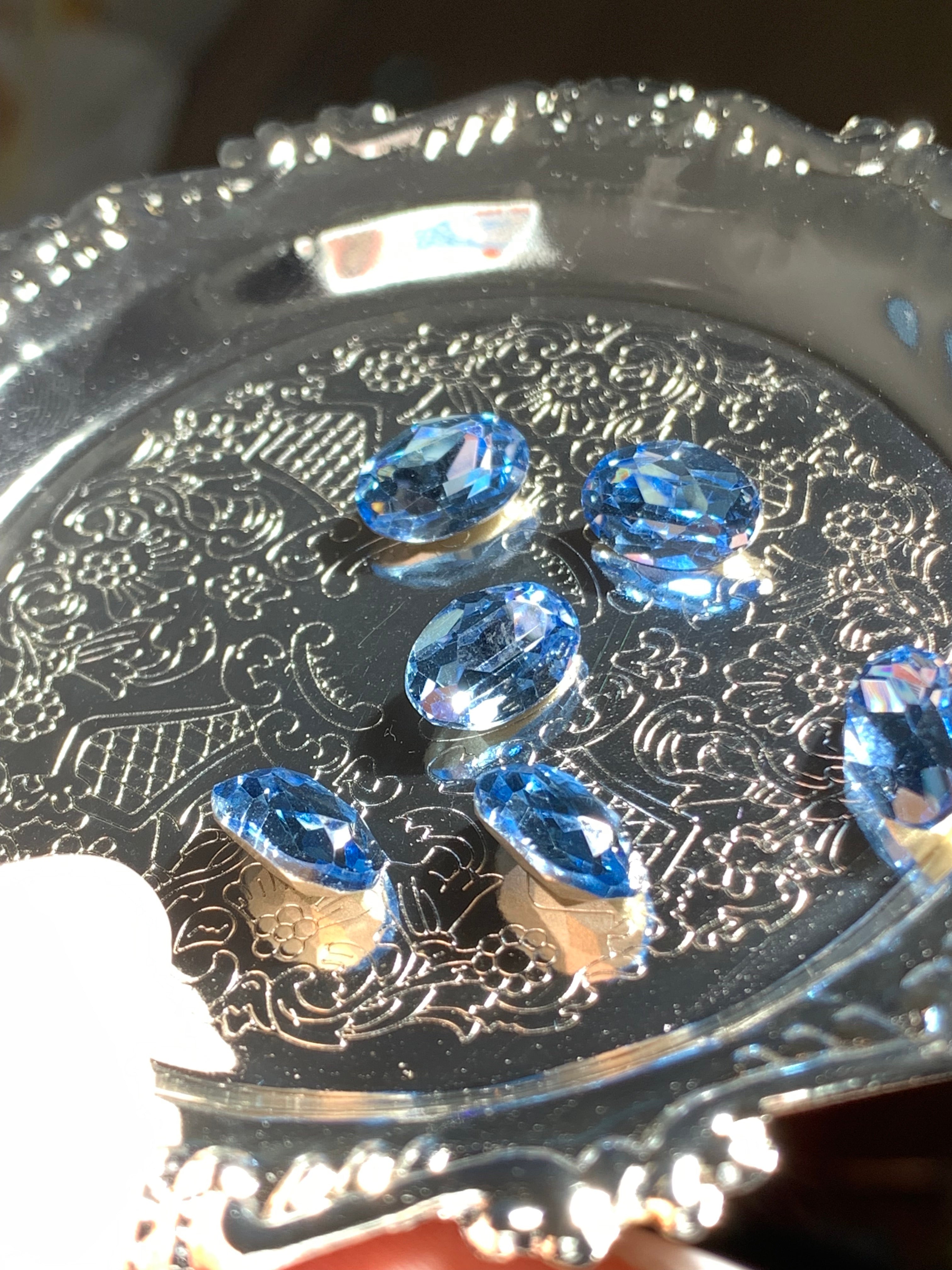 10PCS Blue 8*12mm Rhinestones for Nails Super Sparkly Diamond Cut Shapes Nail Art Decorations