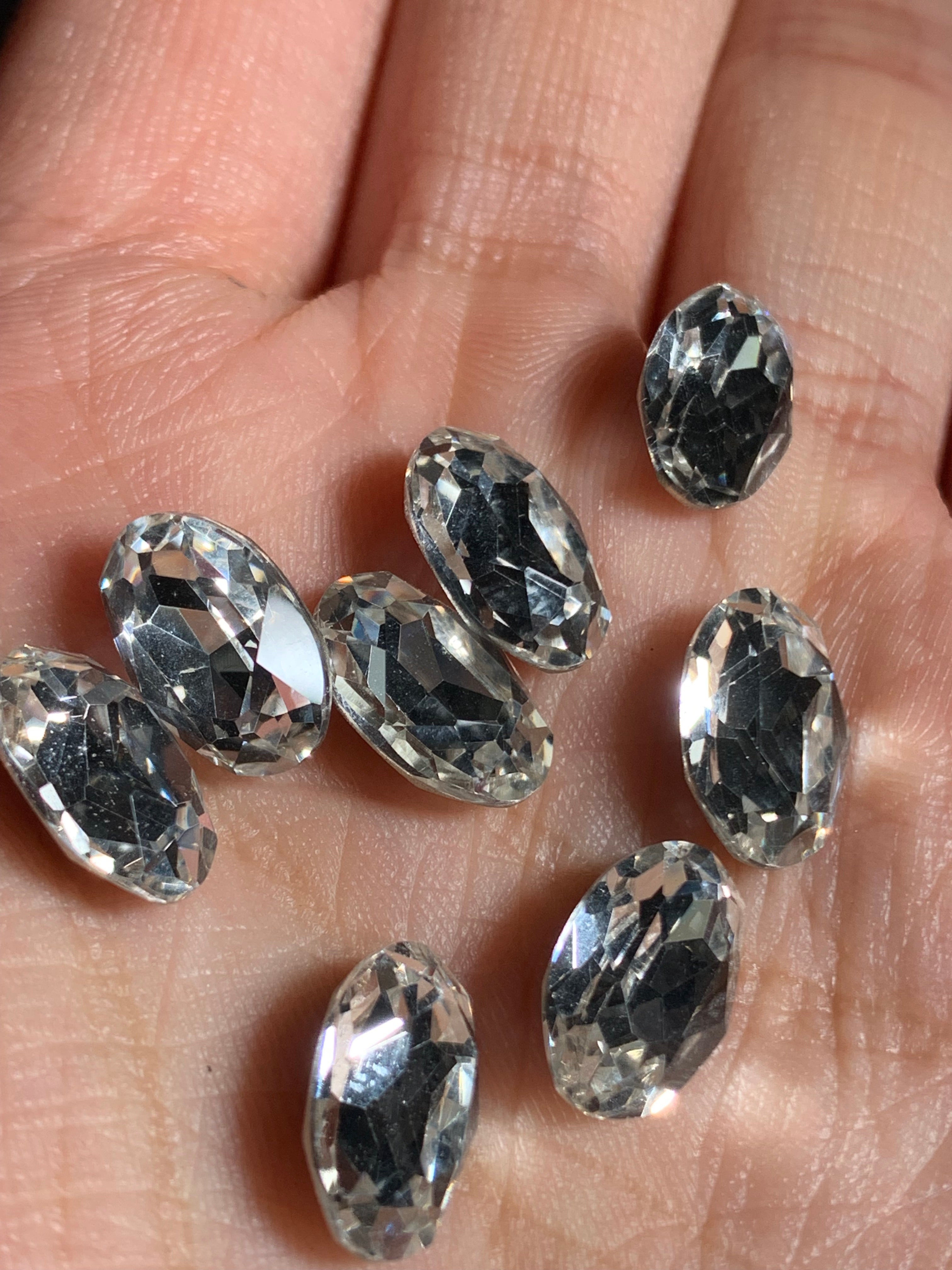 DIY Nail Charms 8*12mm Rhinestones Clear Super Sparkly Diamond Cut Shapes